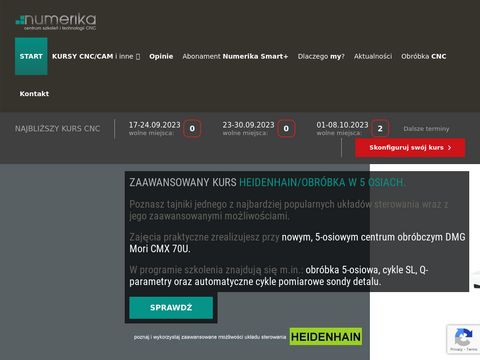Numerika.pl profesjonalny kurs CNC